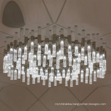 Simple style round tube white glass led pendant chandeliers lighting for indoor decorative